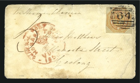 Stamp of Australia » Tasmania UNIQUE FIRST DAY COVER

1853 (Nov 1) Envelope fr