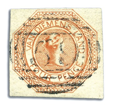 1853 4d Bright Red-Orange used, pl.1 1st state, fi