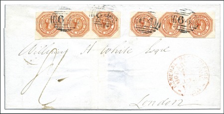 Stamp of Australia » Tasmania 1854 Wrapper from Hobart to England with 1853 4d B