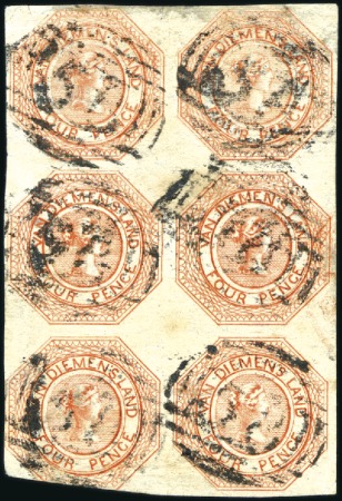 Stamp of Australia » Tasmania 1853-54 Courier 4d red-orange, plate 1, early impr