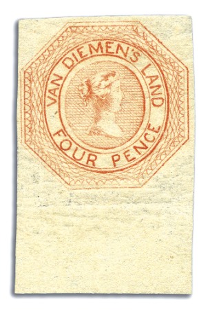 1853 4d Orange pl.1 2nd state worn impression mint