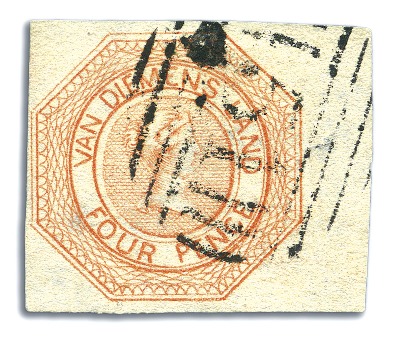 1853 4d Orange, plate 1, state 2, intermediate imp