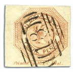 Stamp of Australia » Tasmania 1853 4d Orange pl.1 2nd state, two used from pos.1