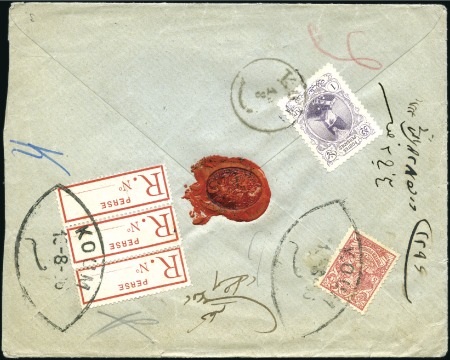 1902-06, Group of 5 covers including 2 covers with 1sh registration labels including 1 in combination with definitives