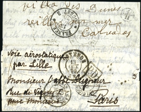 Stamp of France » Guerre de 1870-1871 Tentative d'entrée : Pli d'Ostende en Belgique 13.