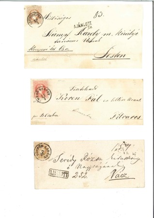 Stamp of Austria 1868-1871 USAGE IN HUNGARY:  Selection of 5kr (3) 