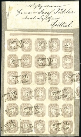 1861 1,05Kr matt lilac grey in block of 30 with to