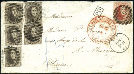 Stamp of Belgium 1861 Envelope to RUSSIA with Medaillon 40c + 10c (