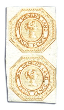 WITHDRAWN   1853 Dull Orange unused vertical pair,