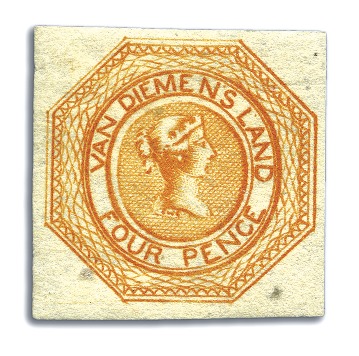 Stamp of Australia » Tasmania 1853 Orange unused, pl.2, intermediate impression,