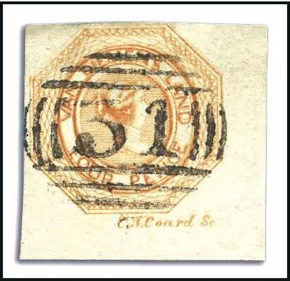 Stamp of Australia » Tasmania 1853 Orange used, plate 2, pos.24 with complete "C