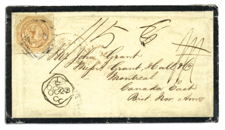 Stamp of Australia » Tasmania 1855 (Jun 21) Mourning envelope from Launceston to