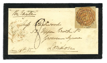 Stamp of Australia » Tasmania 1855 (May 16) Front of a mourning envelope sent fr