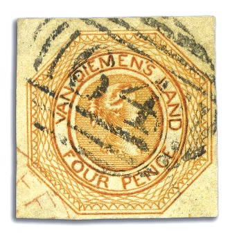 Stamp of Australia » Tasmania 1853 Orange used, plate 2, intermediate impression