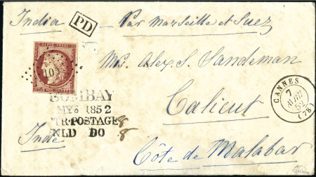 Stamp of France 1849 1F carmin, touché à gauche, sur lettre de Can