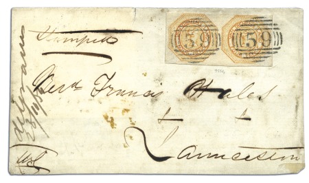 Stamp of Australia » Tasmania 1854 (Nov 23) Front from Deloraine to Launceston w