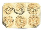 1853 4d Yellowish Orange, plate 2, worn impression