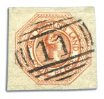Stamp of Australia » Tasmania WITHDRAWN   1853 4d Orange, plate 2, early impress