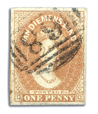 Stamp of Australia » Tasmania 1856-57 1d Pale Brick Red used, fine to very large