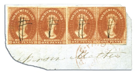 Stamp of Australia » Tasmania 1856-57 Pelure paper 1d deep red-brown in used str