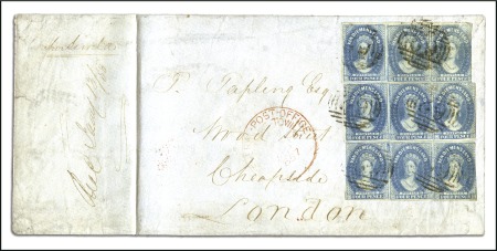 Stamp of Australia » Tasmania 1857 (Oct 14) Long envelope from Hobart to T. Tapl