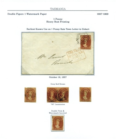 Stamp of Australia » Tasmania 1857-69 Double Line Numerals Watermark Issue

St