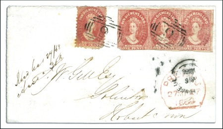 Stamp of Australia » Tasmania 1868 (Mar 26) Front from Bothwell to Hobart with 1