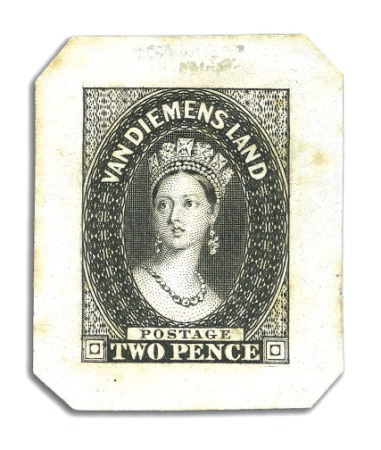 Stamp of Australia » Tasmania 1855 2d die proof in black on India paper, 29x31mm