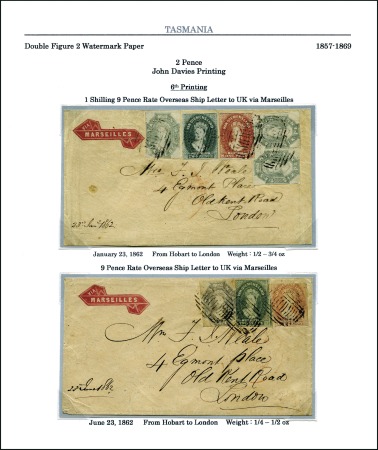 Stamp of Australia » Tasmania 1862 (Jan 23) & 1862 (Jun 23) Pair of covers from 