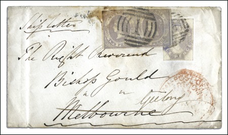 Stamp of Australia » Tasmania 1858 (Apr 7) Envelope from Hobart to Melbourne wit
