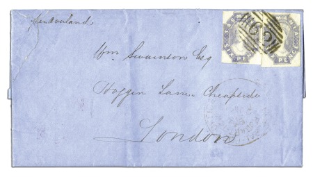 Stamp of Australia » Tasmania 1858 (Jul 12) Entire from Hobart to England with t