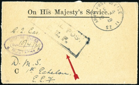 1919 OHMS envelope showing rare boxed AERIAL POST/