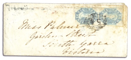 Stamp of Australia » Tasmania 1865 (Feb) Envelope from Longford(?) to Victoria w