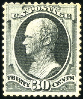 Stamp of United States 1870-80, 7c, 12c, 30c, 90c (probably reperf), mint
