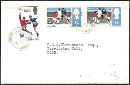 Stamp of Great Britain » Queen Elizabeth II 1966 World Cup 6d with APPLE-GREEN OMITTED, on cov