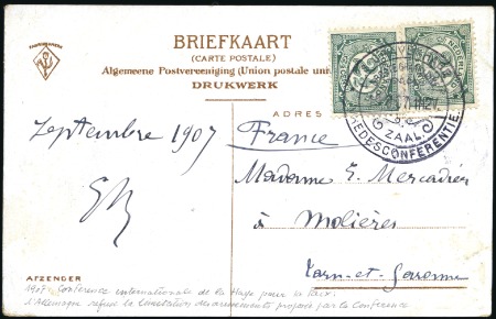 1907 Printed matter postcard to France franked 2 1