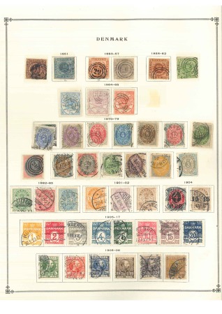 Stamp of Denmark 1851-1940, Mint and used collection on 3 Scott album