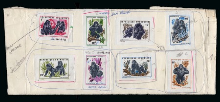1970 Gorillas, Set of 8 values in imperforate proofs