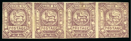 1900-1901 4a slate-violet, unused strip of four, without Monogram variety, fine and scarce (SG £210+)