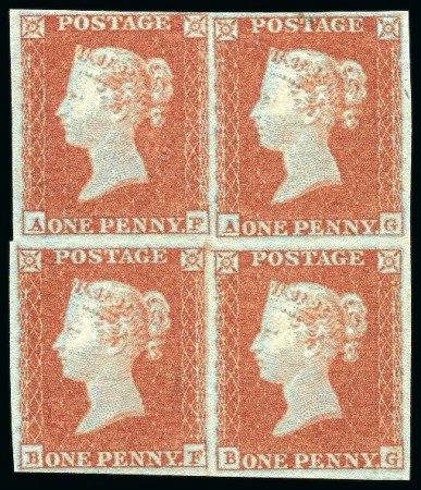 Stamp of Great Britain » 1841 1d Red 1851 1d Orange-Brown pl.119 AF-BG mint nh block of 4