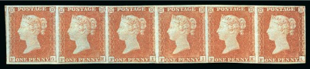 Stamp of Great Britain » 1841 1d Red 1851 1d Red-Brown pl.126 FG-FL mint strip of six