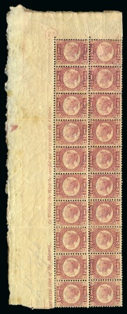 Stamp of Great Britain » 1854-70 Perforated Line Engraved 1870 1/2d Rose-Red pl.20 AA-JB mint corner marginal block of 20 with plate no.