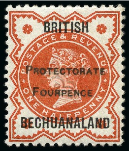 1889 4d on 1/2d Vermilion overprint essay with "PROTECTORATE / FOURPENCE"