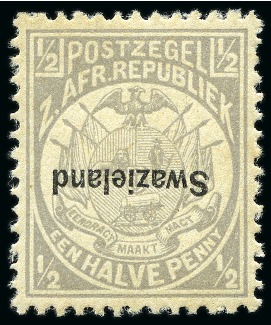 1889-90 1/2d Grey (ovpt black) with overprint inverted