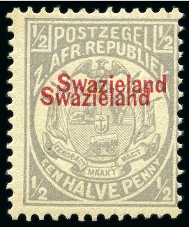 1889-90 1/2d Grey (ovpt red) with double overprint