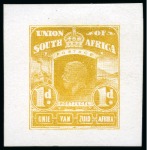 1911 (Jan) 1/2d, 1d, 3d, 4d and 5s "Mackay" unadopted essays in yellow