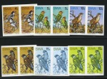 1974 Birds set in imperf. pairs mint nh and two 15c imperf. colour trial pairs