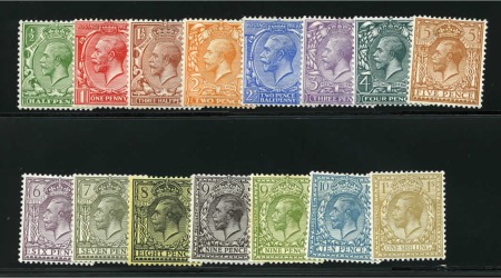 Stamp of Great Britain » King George V 1912-24 Wmk Royal Cypher 1/2d to 1s mint set of 15,