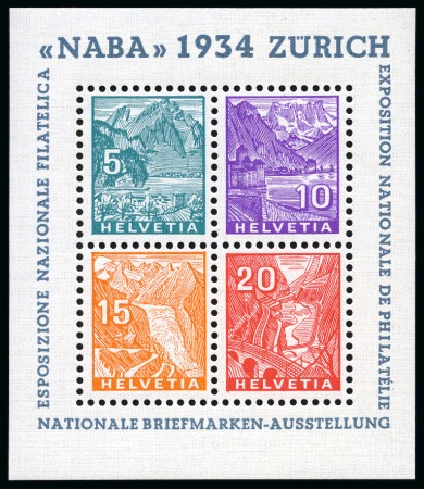 Stamp of Switzerland / Schweiz » Schweiz ab 1907 1934 NABA-Block, postfrisch, Attest Berra (SBK CHF
