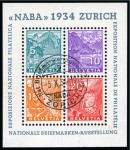 1934 NABA-Block, entwertet mit Ausstellungsstempel